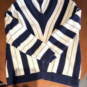 Navy and White Striped Women’s Sweater